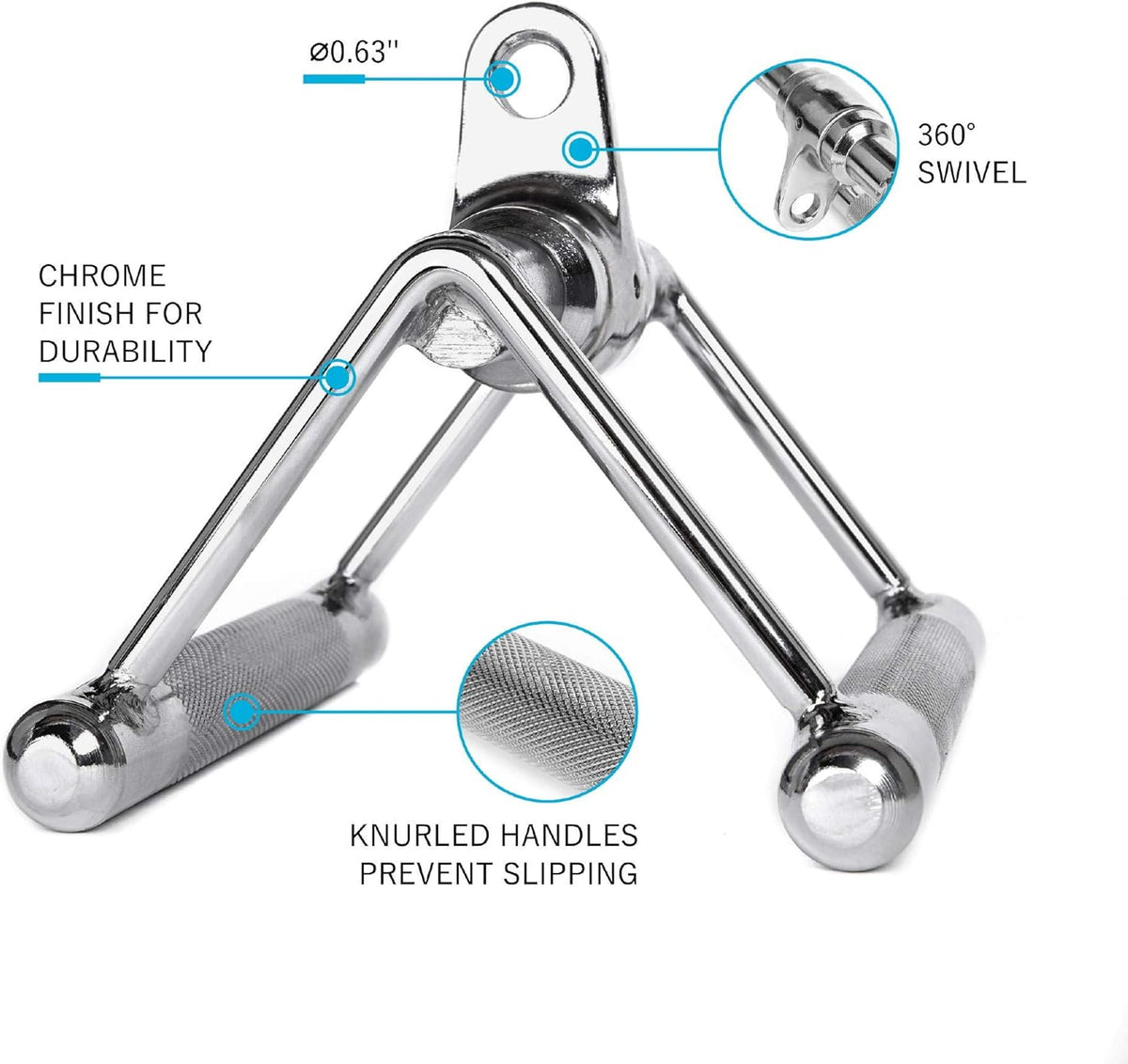 Cable Machine Attachment Set with Tricep Rope, Handles and V Row Handle P757