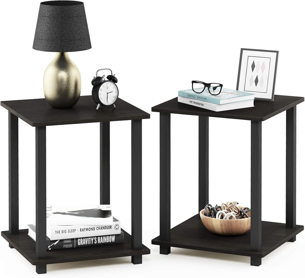 3-Tier End Table, 1-Pack, Americano/Black & Simplistic End Table, Espresso/Black H75161
