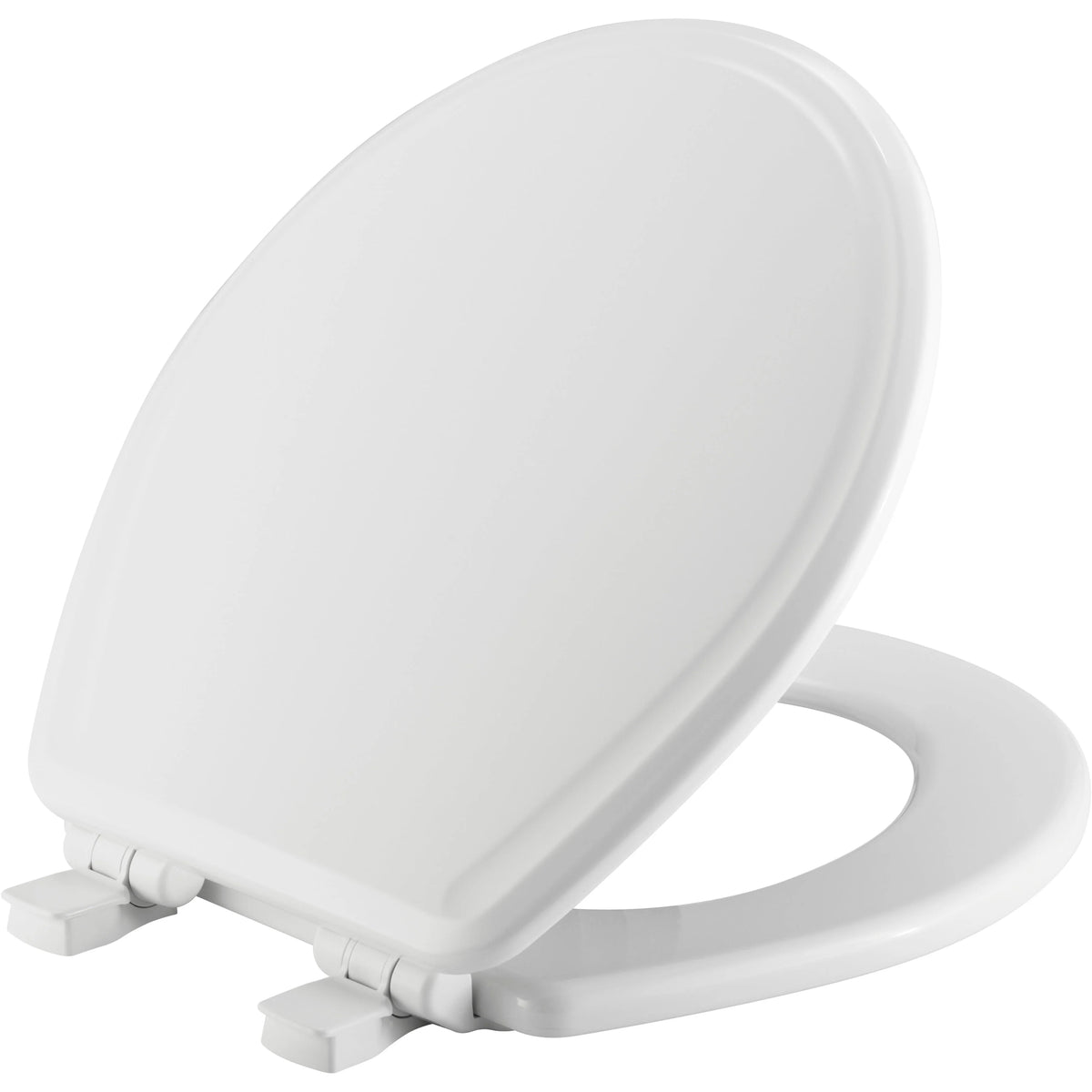 Slow Close Round Enameled Wood Toilet Seat in White N778777