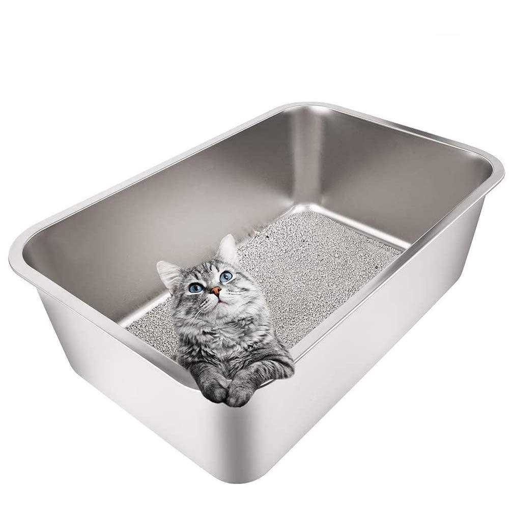 Stainless Steel Litter Box with High Sides W821