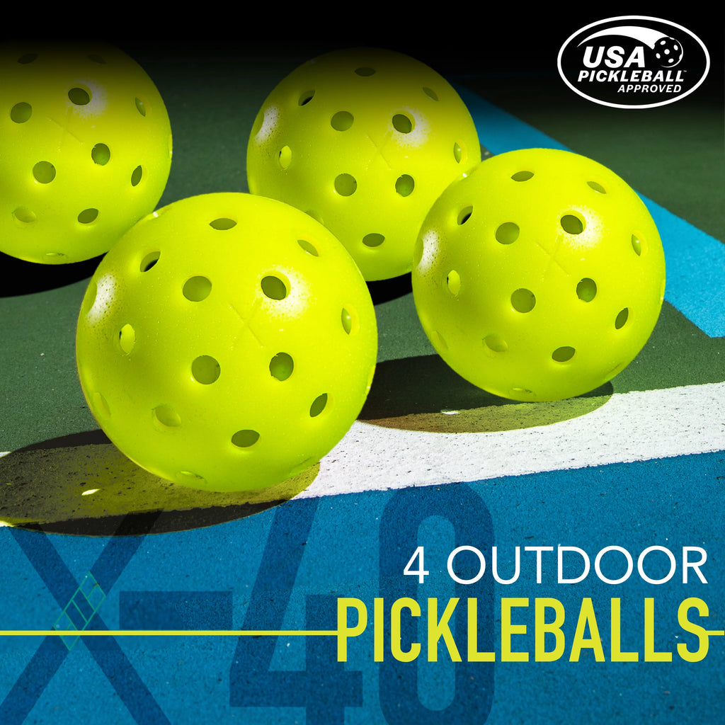 Wooden Pickleball Paddle 4 Player Paddle and Ball Set U676252