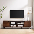 Mid-Century Modern Angle-Door TV Stand, Dark Walnut U808138