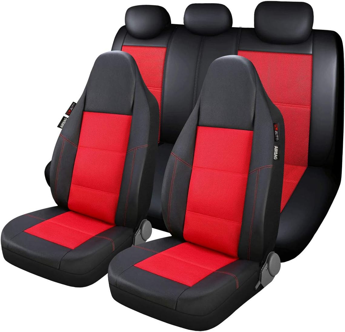 Leather and Mesh High Back Car Seat Cover Full Set S6784