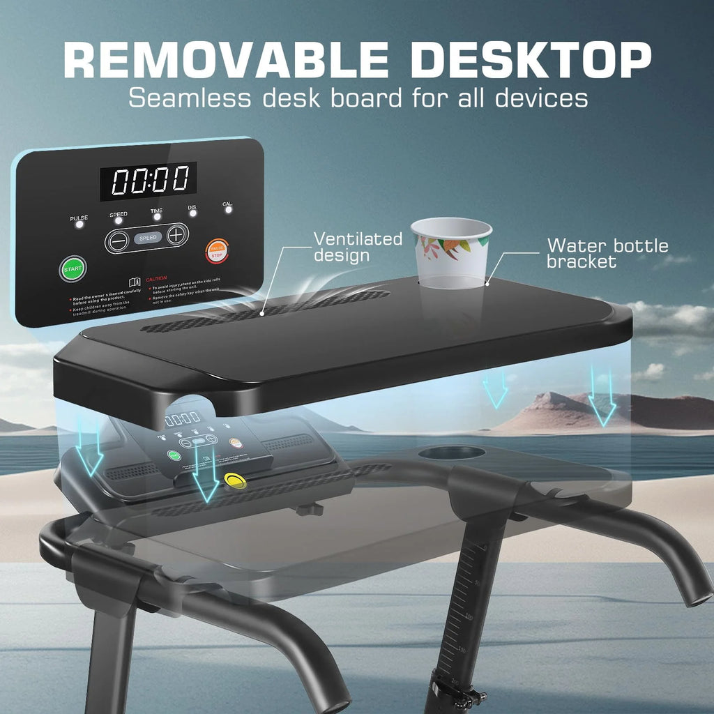 Folding Treadmill with Removable Desk, White P776