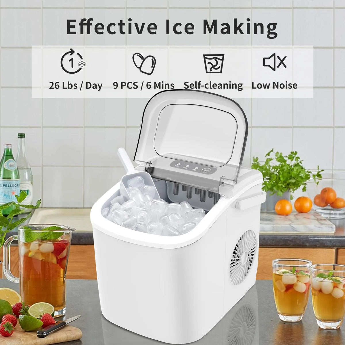 Countertop Portable Ice Maker with Ice Scoop and Basket A419393
