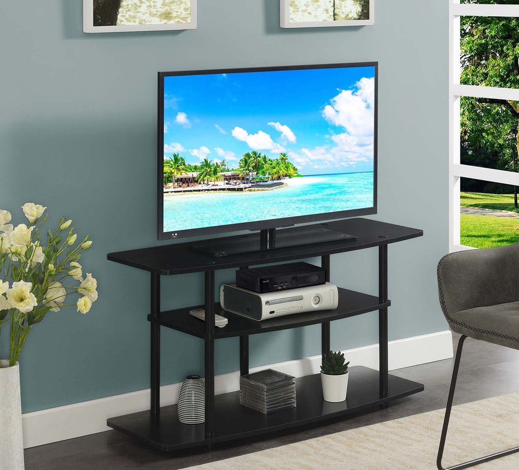 Black 3 Tier Wide TV Stand P430436
