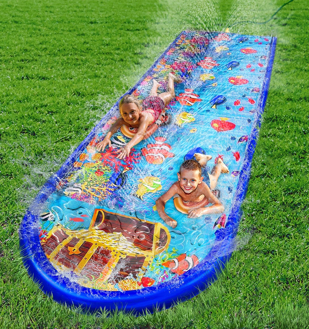 18 Feet x 5 Feet Water Slide with Splash Pad and Sprinkler I91752
