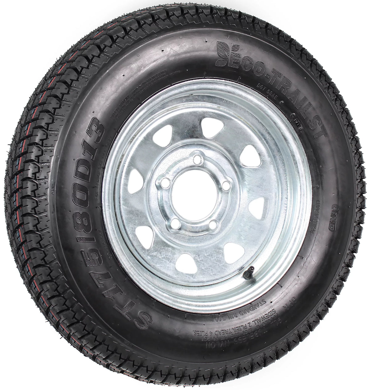 ST175/80D13 5 Lug Galvanized Spoke Trailer Tire On Rim Y107