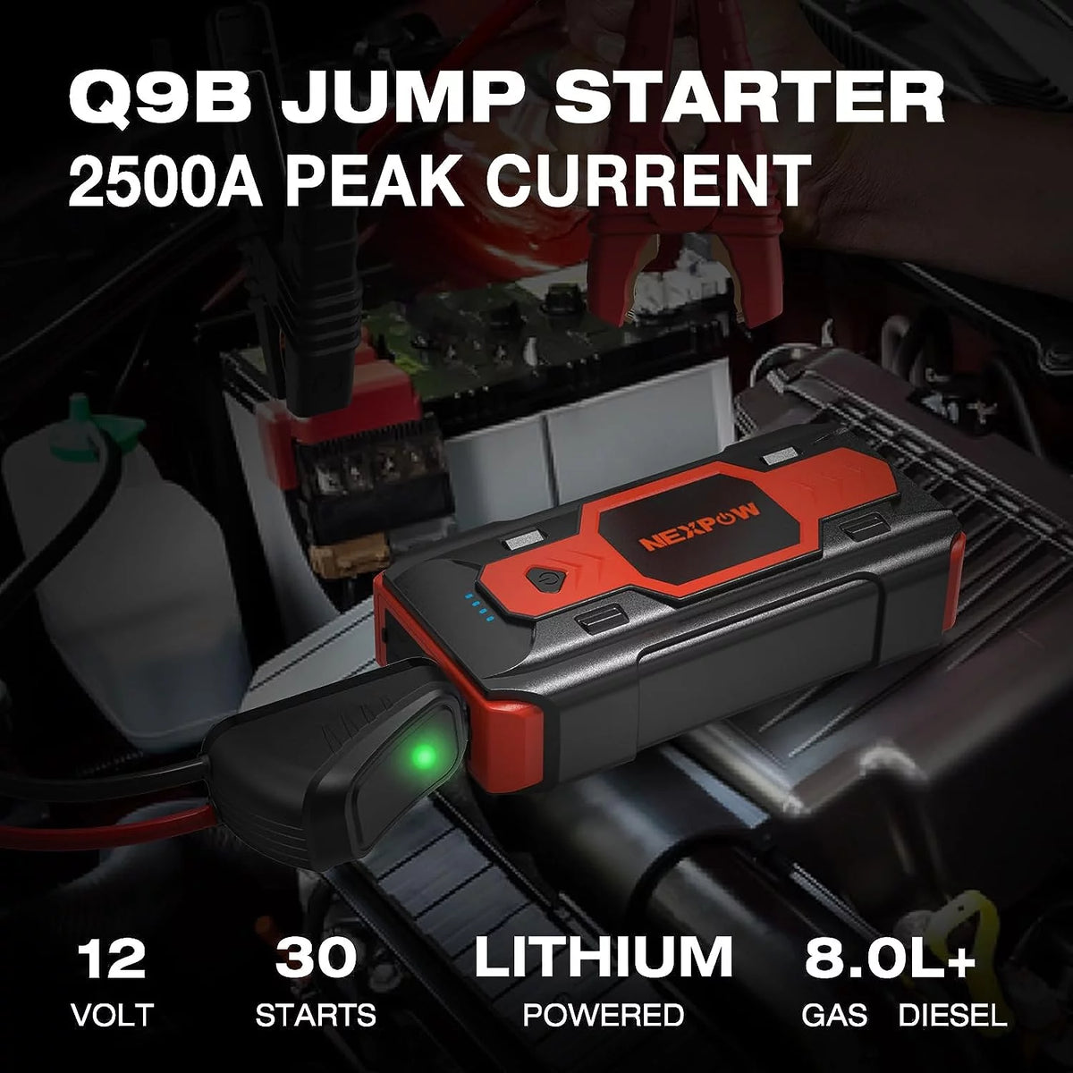 2500A 12V Battery Jump Starter with USB Quick Charge Z25685