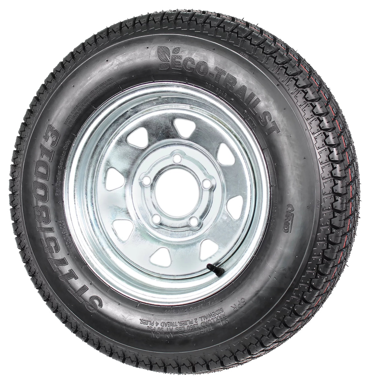 ST175/80D13 5 Lug Galvanized Spoke Trailer Tire On Rim Y107