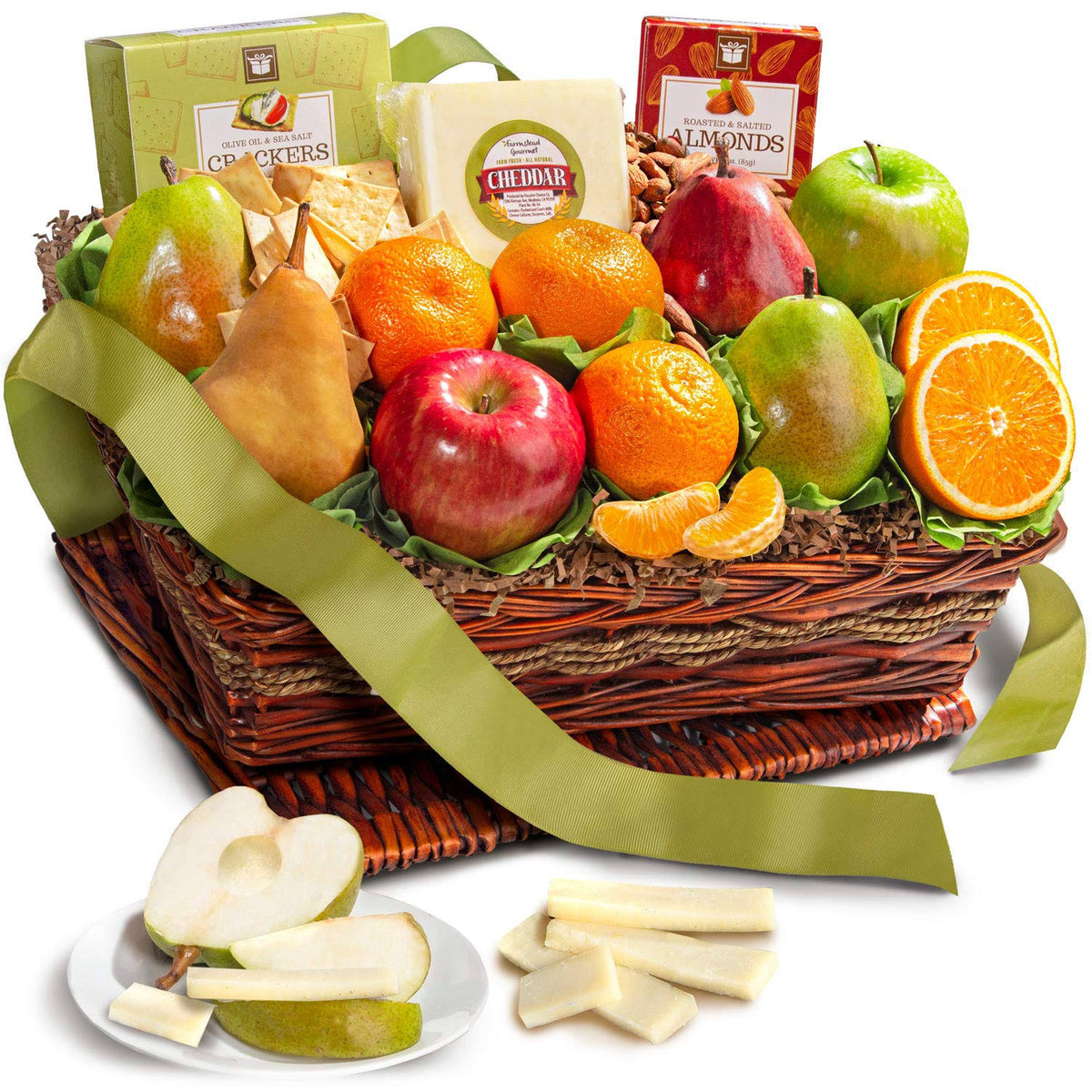 Fresh Fruit Basket Gift with Crackers, Cheese and Nuts S596