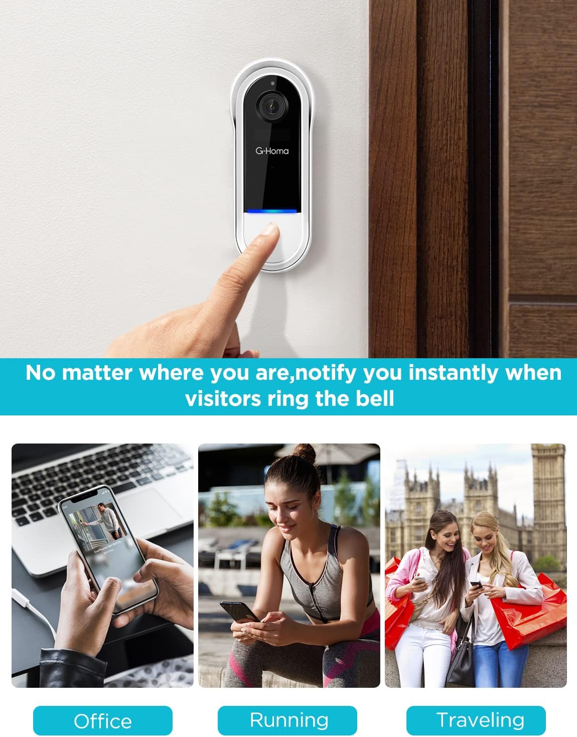 Wireless Wi-Fi Video Doorbell Camera with Motion Detector Y16737