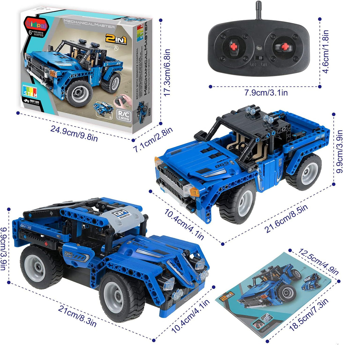 STEM Building Toys 2-in-1 Remote Control Car Building Kits B450
