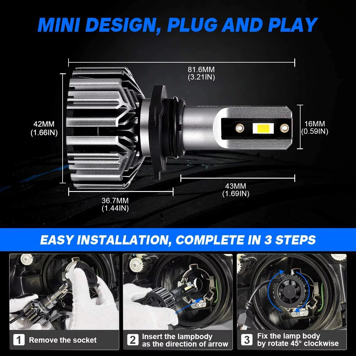 H4/9003 LED Headlight Bulbs 6500K Cool White Pack of 2 F305484