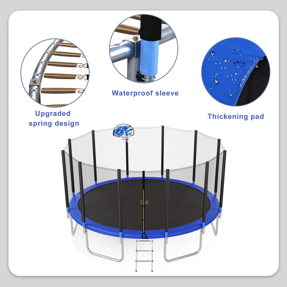 16FT Trampoline with Enclosure, Ladder, Basketball Hoop P31715