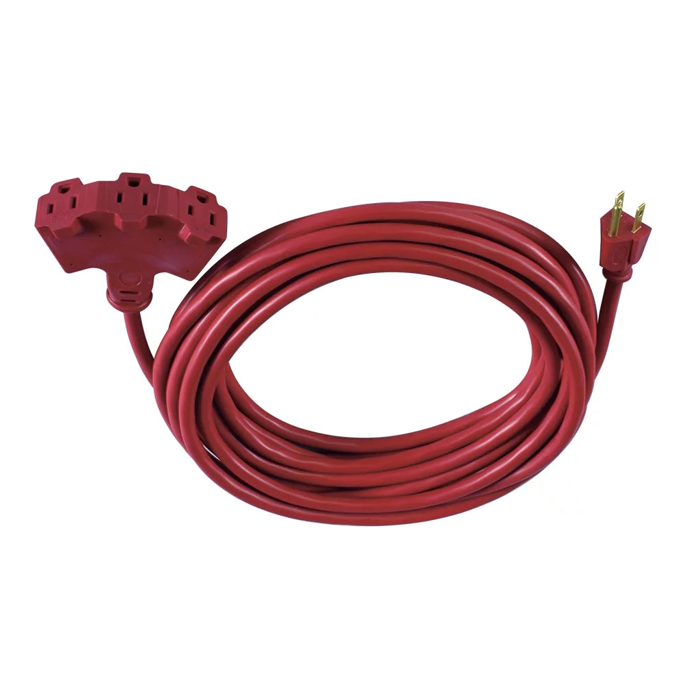 25FT 14AWG 3 Prong Red Triple Outlet Outdoor Extension Cord P46147