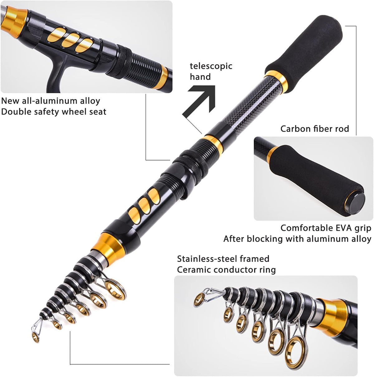 6FT 9FT Carbon Fiber Telescopic Fishing Rod and Reel Combo C288