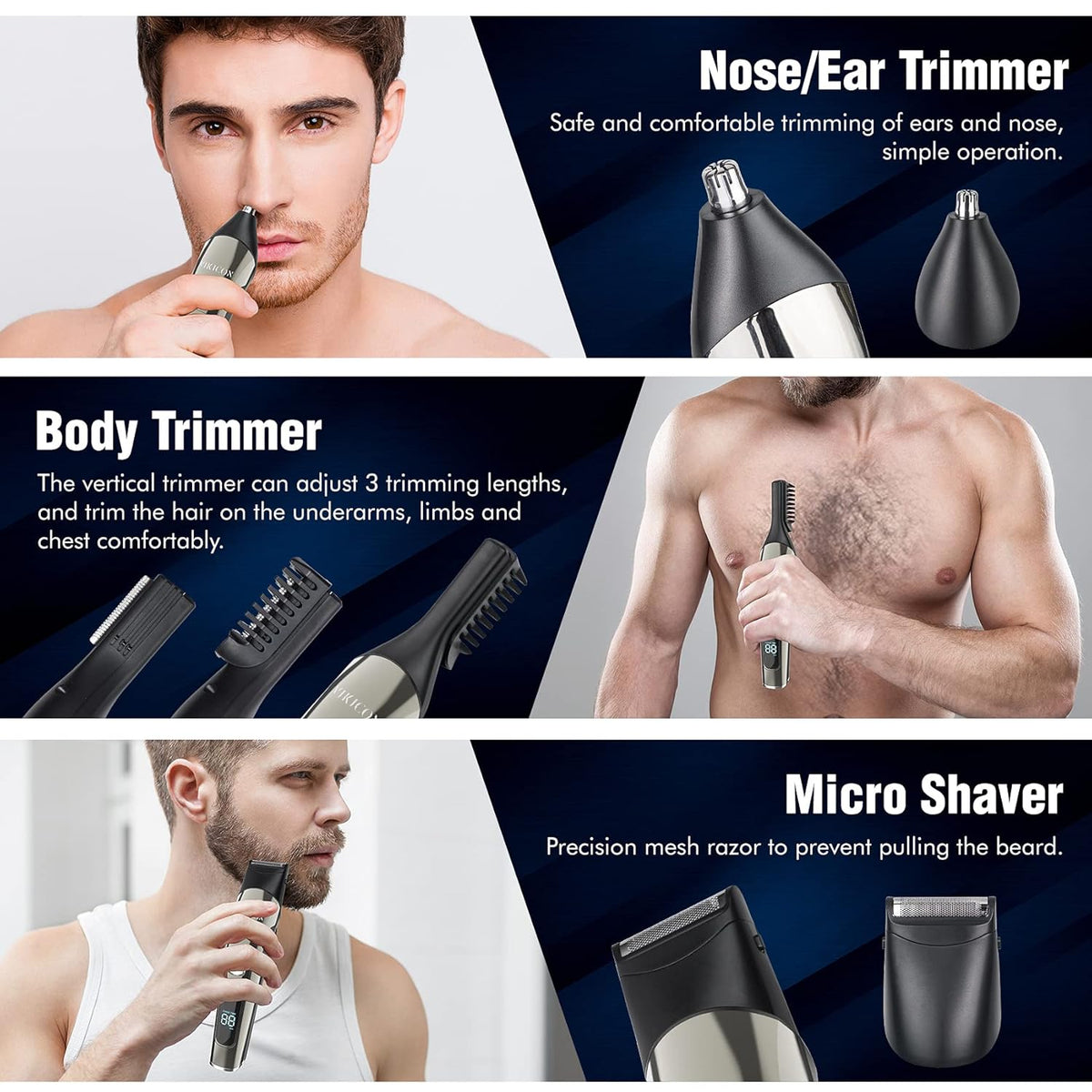 Electric Beard Trimmer Waterproof Body Grooming Kit U11300