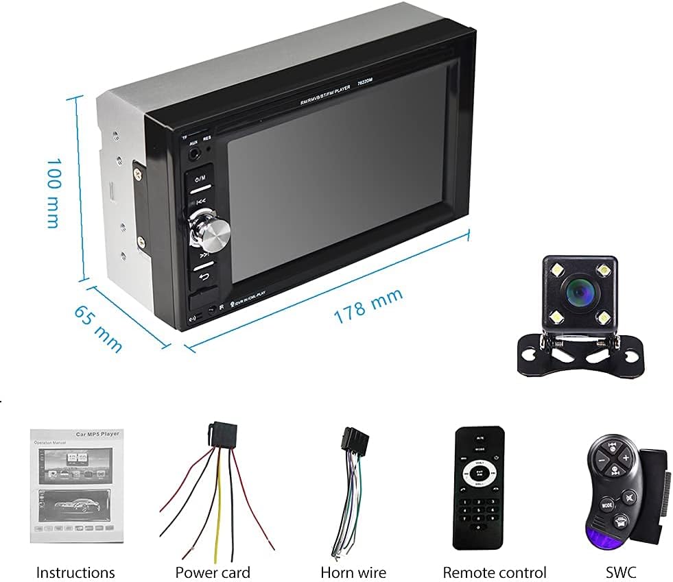 Double Din Bluetooth Touchscreen Car Stereo with Backup Camera Q673