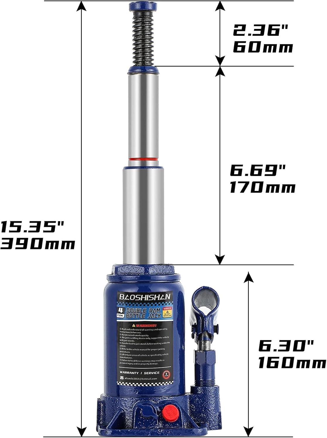 4 Ton Hydraulic Bottle Jack with Carrying Case V16783
