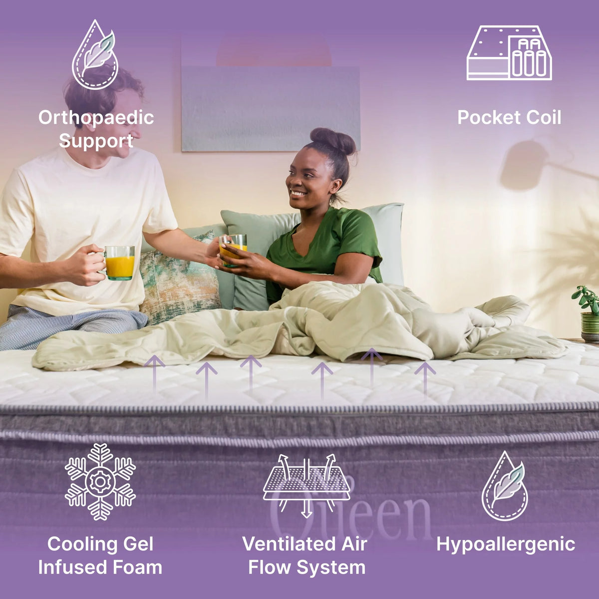 8 Medium Firm Hybrid Memory Foam Pocket Spring Mattress Full Size V8851