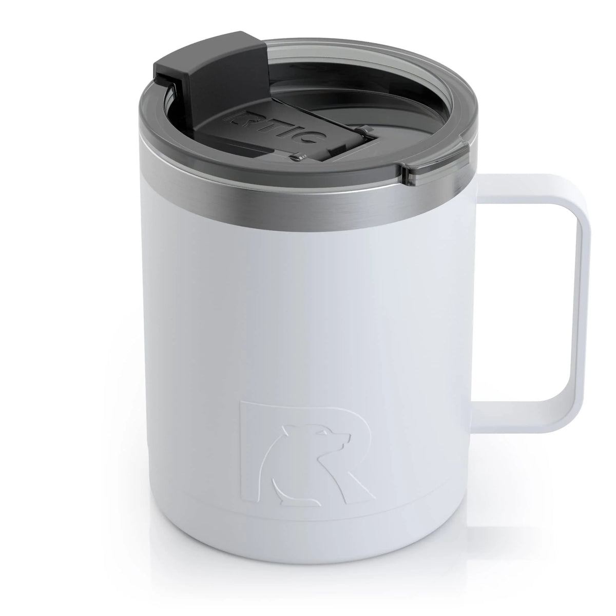 12oz White Stainless Steel Insulated Coffee Mug with Handle Y72915