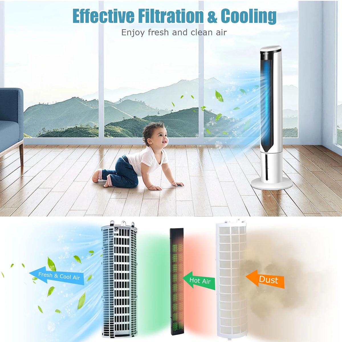 41'' Evaporative Air Cooler Oscillating Fan with Remote Control V855542