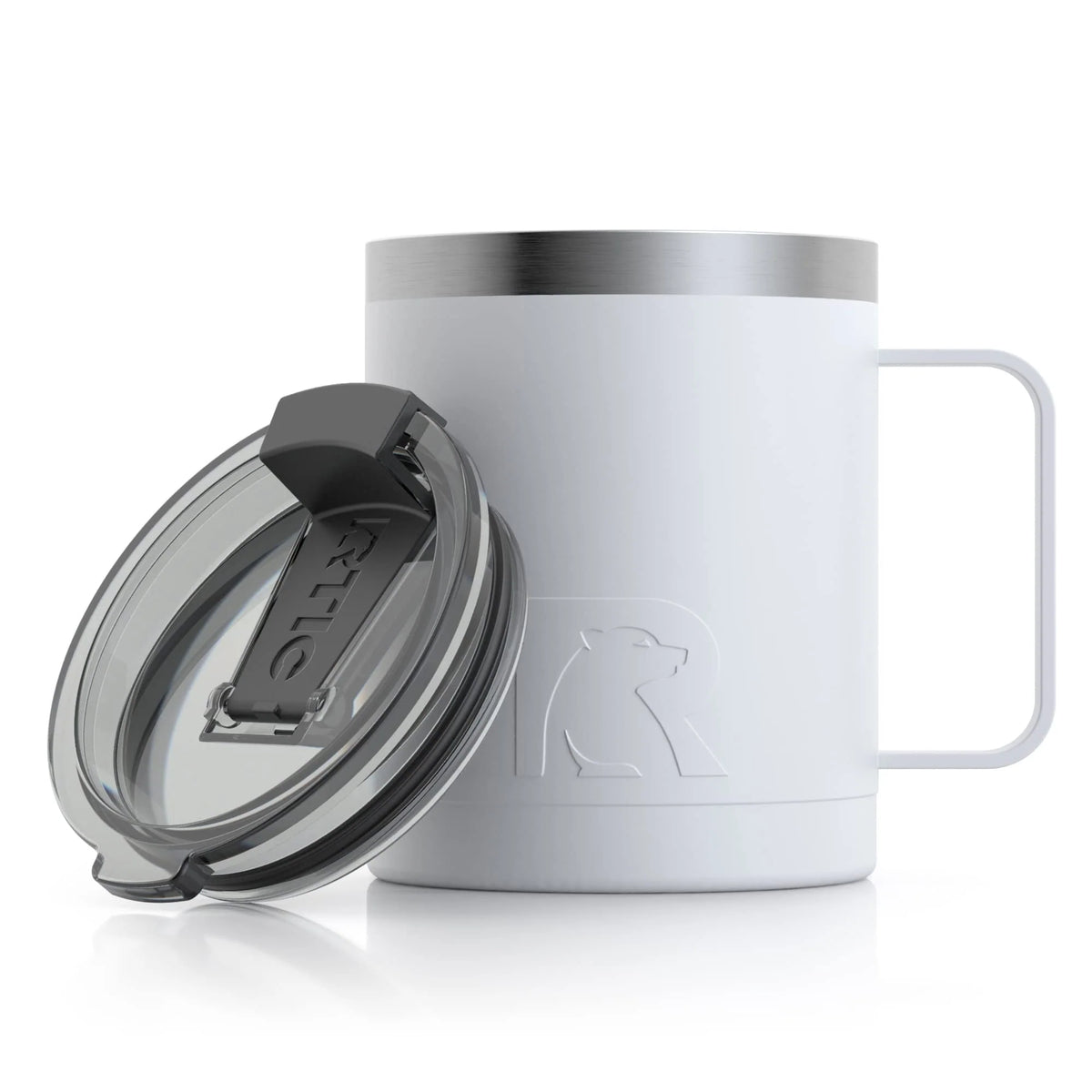 12oz White Stainless Steel Insulated Coffee Mug with Handle Y72915