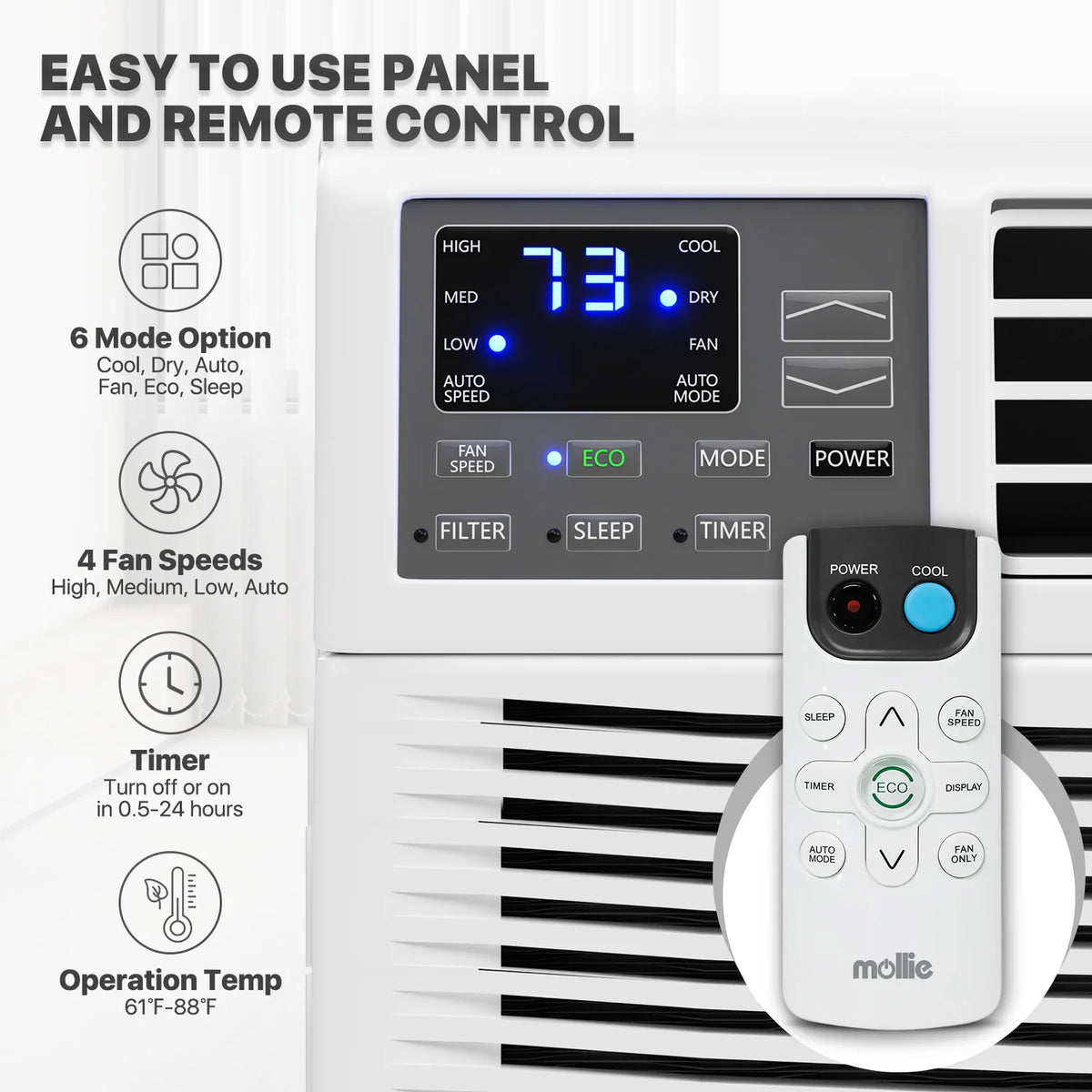12,000 BTU 115V White Window Air Conditioner with Remote Control B125