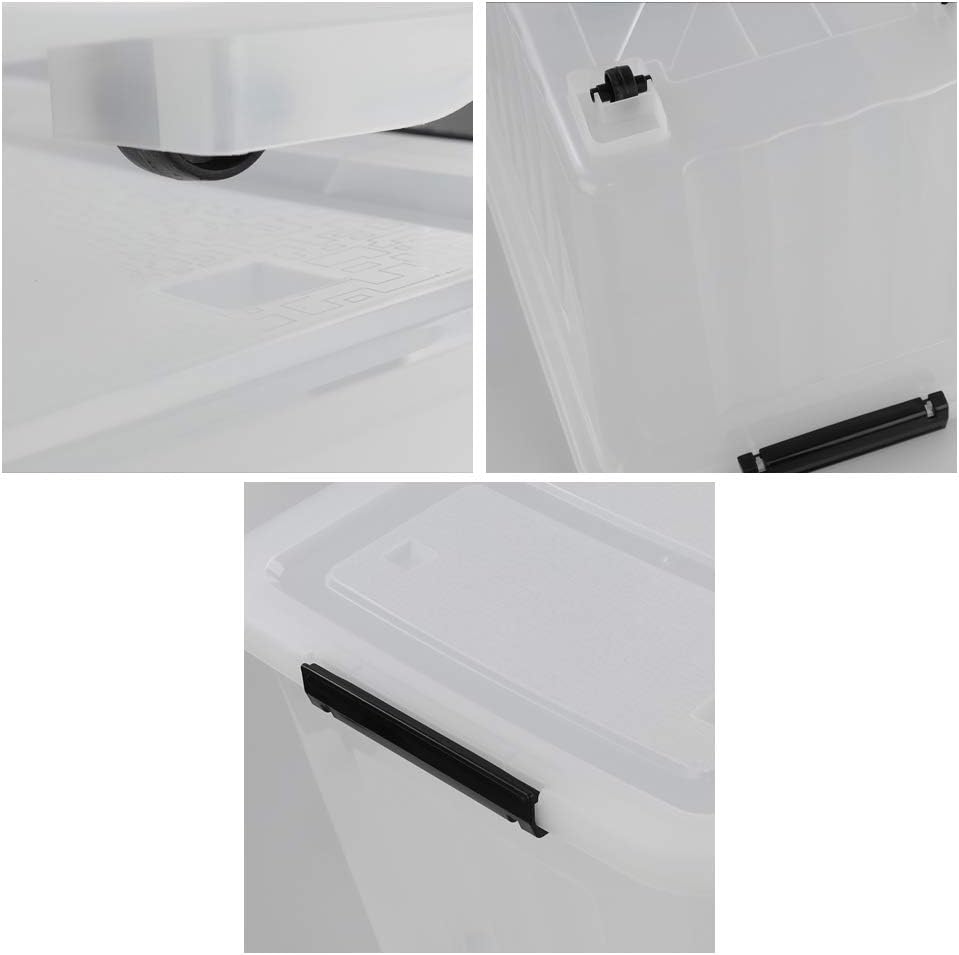 30 L Clear Plastic Storage Box with Wheels, 4-Pack U348588