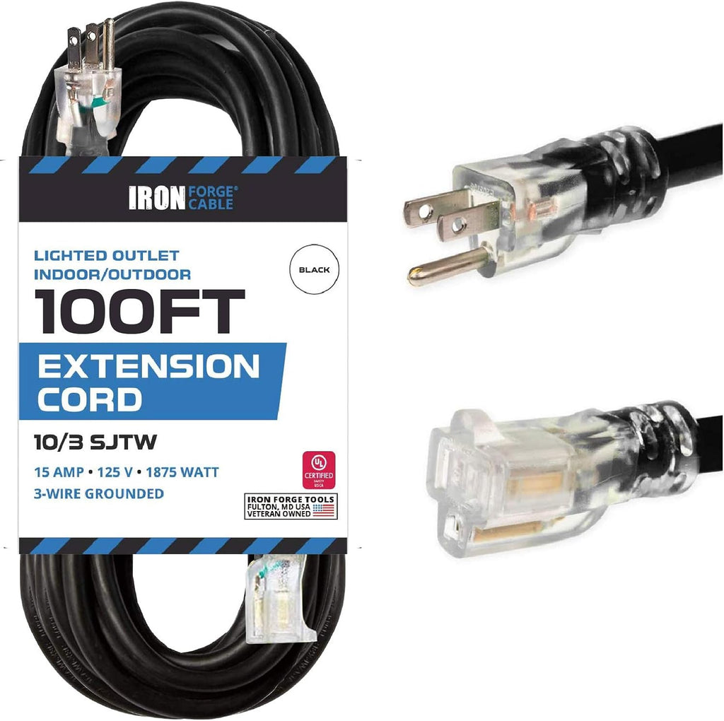 50 Foot Lighted Outdoor Extension Cord 10 Gauge Q39246