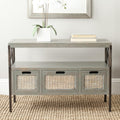 Antique Dark Walnut and Pewter 3-Drawer Console Table O72136