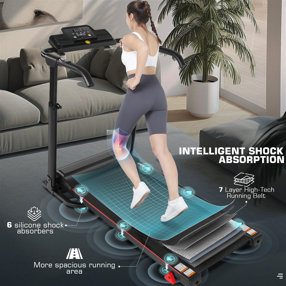 Folding Treadmill with Removable Desk, White P776