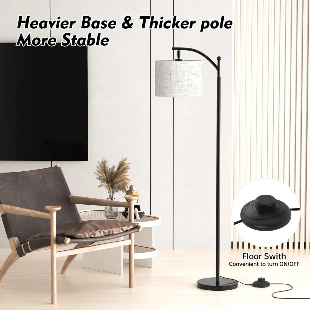 Tall Modern Floor Lamp with Linen Shade N488