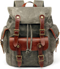 Waxed Canvas Leather Backpack O763