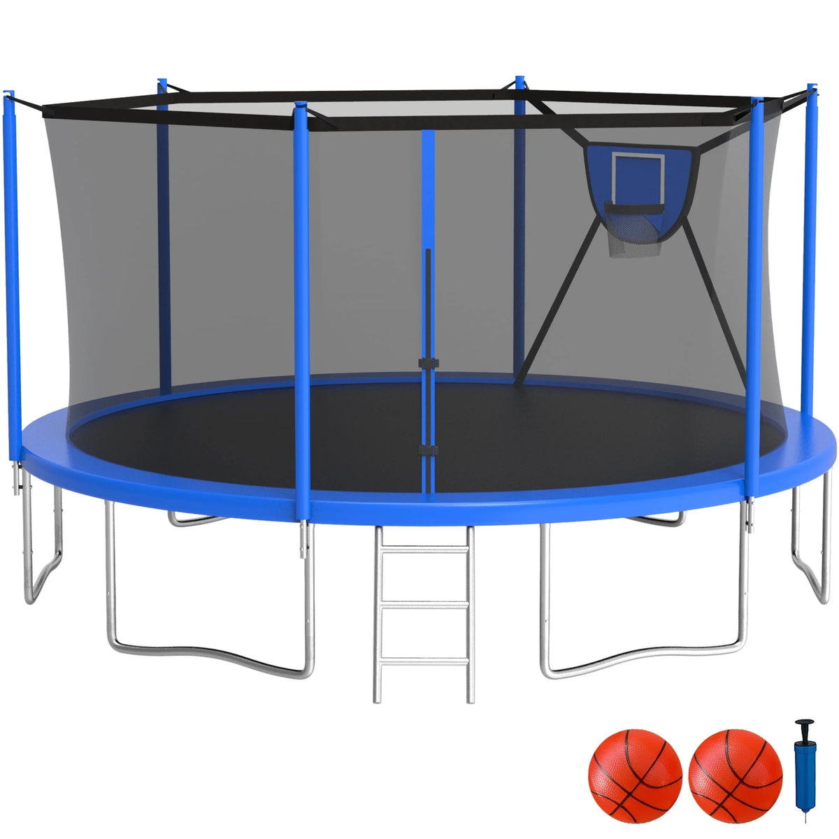 10FT Trampoline with Basketball Hoop and Enclosure Net Y152537