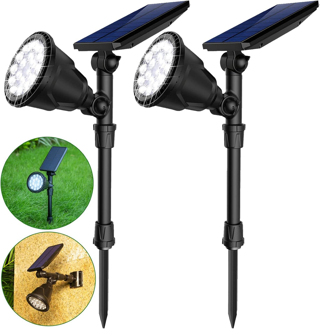 Waterproof Solar Spot Lights Outdoor 18 LED Beads Cool White 4 Pack H25813