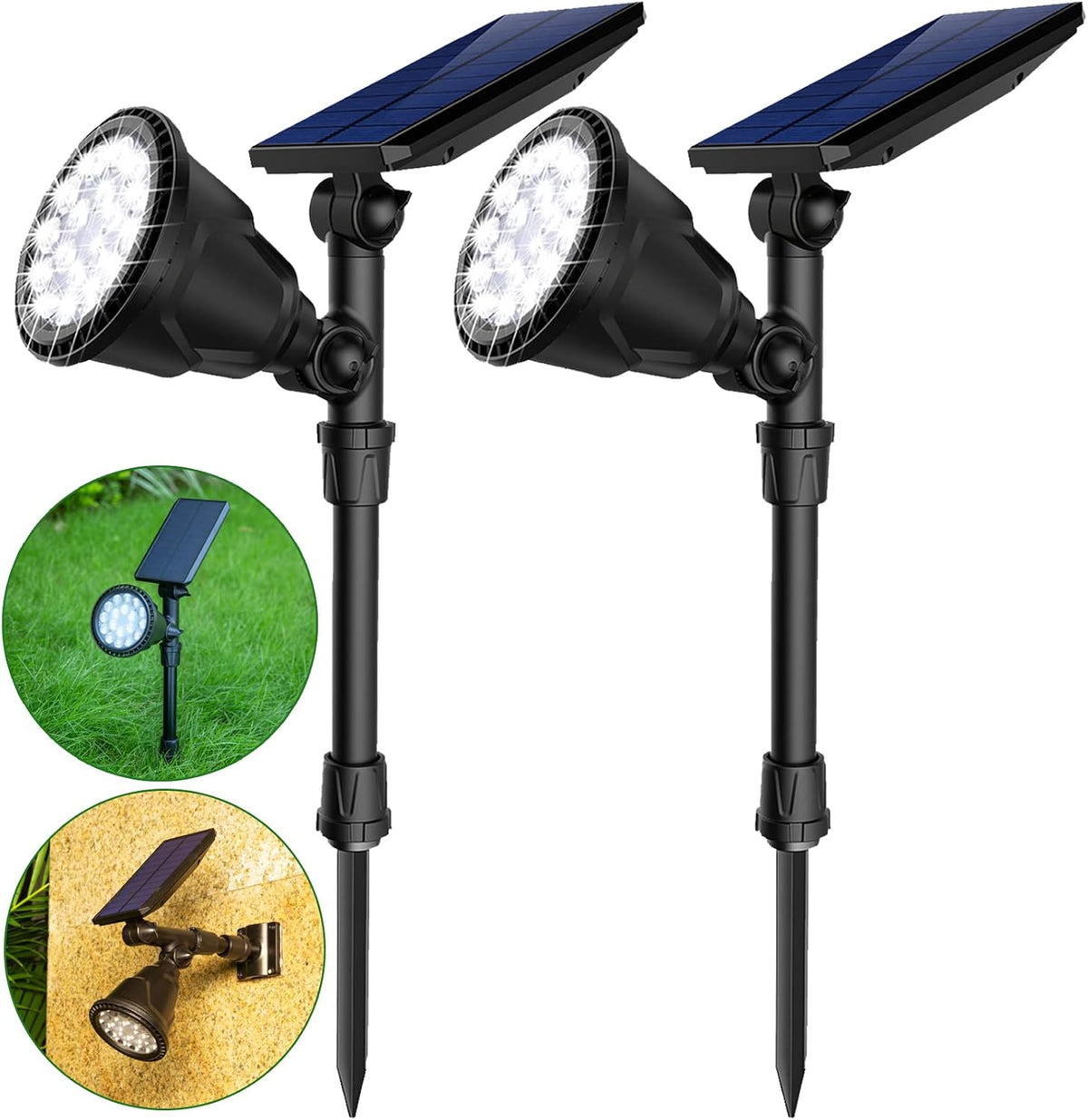 Waterproof Solar Spot Lights Outdoor 18 LED Beads Cool White 4 Pack H25813