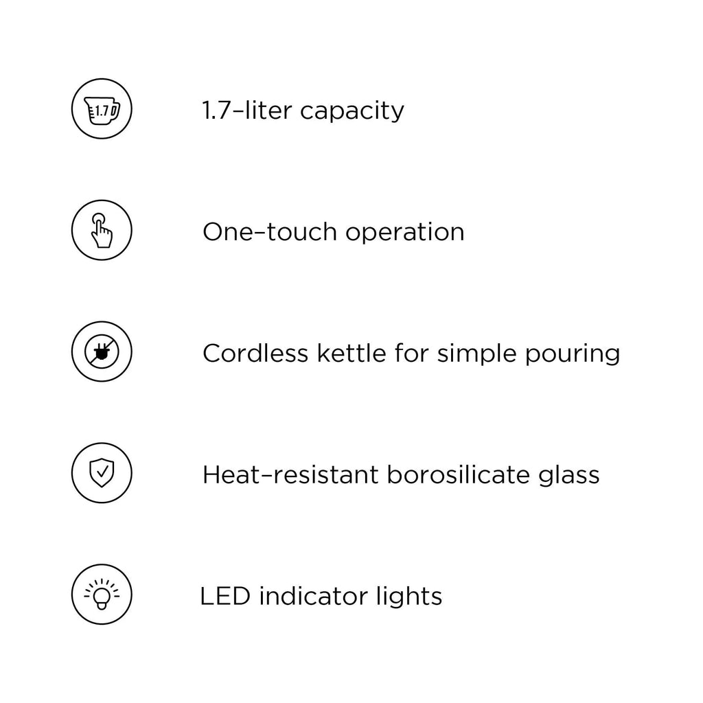 1.7 Liter Electric Kettle with Removable Lid and LED Indicator Lights Black Z885