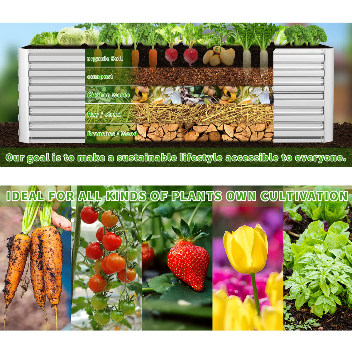 Black Metal Raised Garden Bed M92512