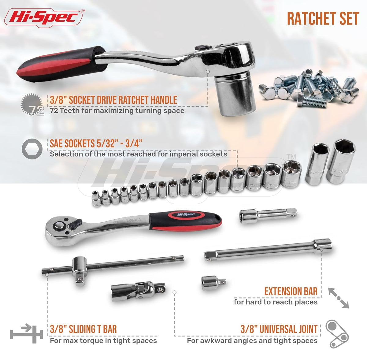 67 Piece Auto Mechanics Tool Kit with Metric Sockets, Ratchet Set & Tool Box T2838