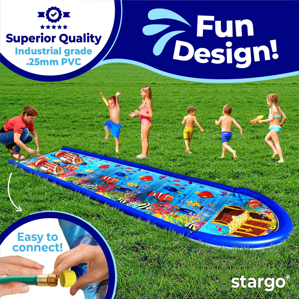 18 Feet x 5 Feet Water Slide with Splash Pad and Sprinkler I91752
