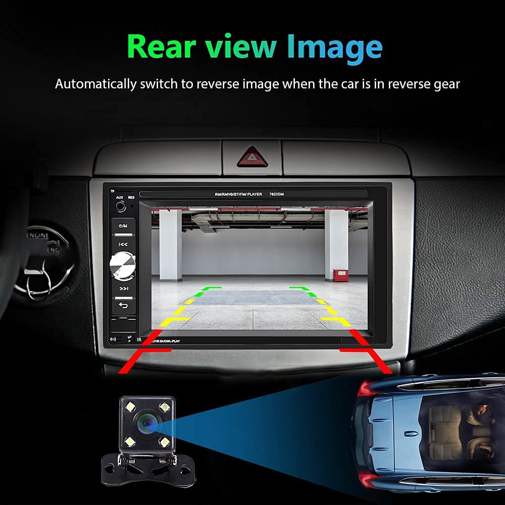 Double Din Bluetooth Touchscreen Car Stereo with Backup Camera Q673