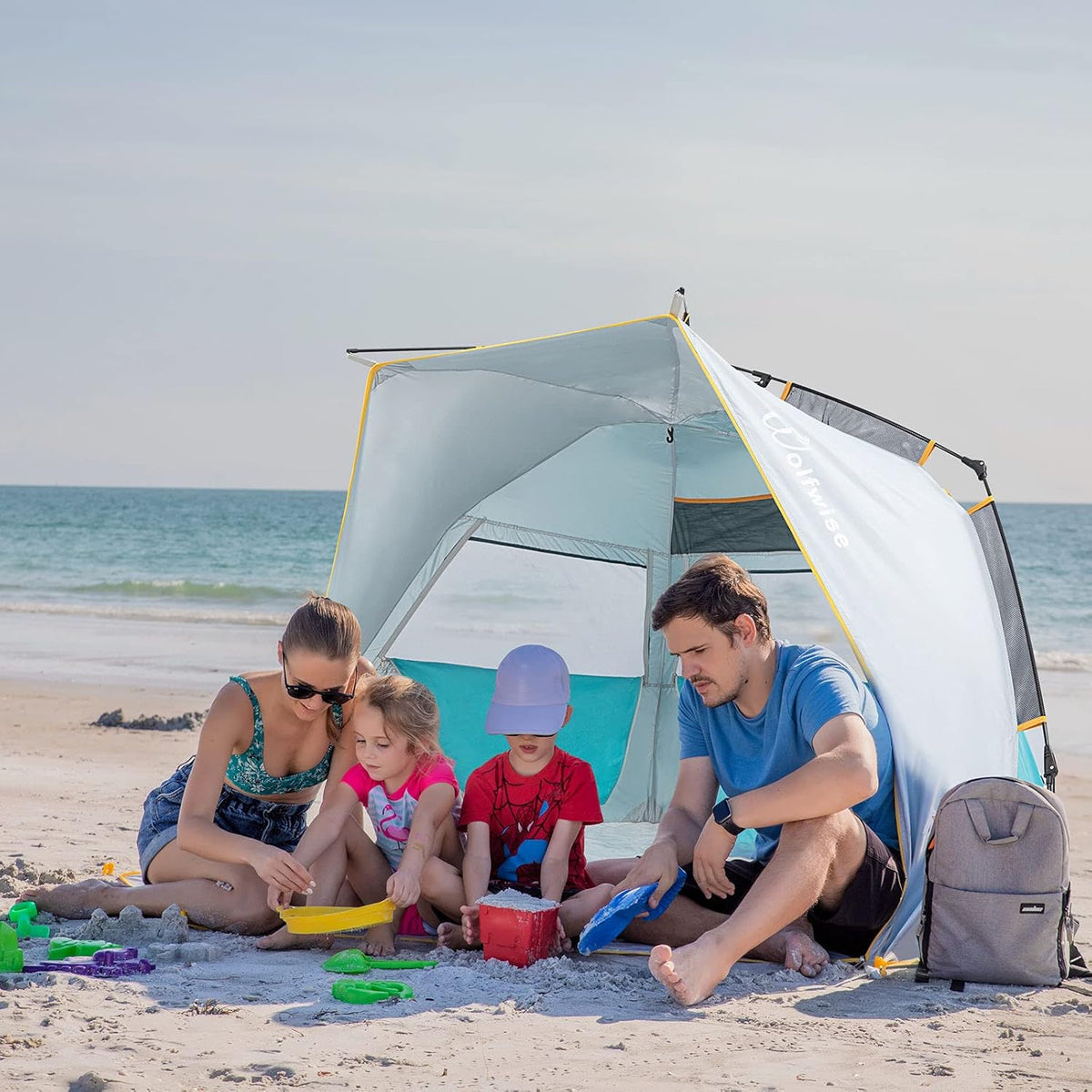 3-4 Person UPF 50+ Portable Beach Tent with Porch L903748