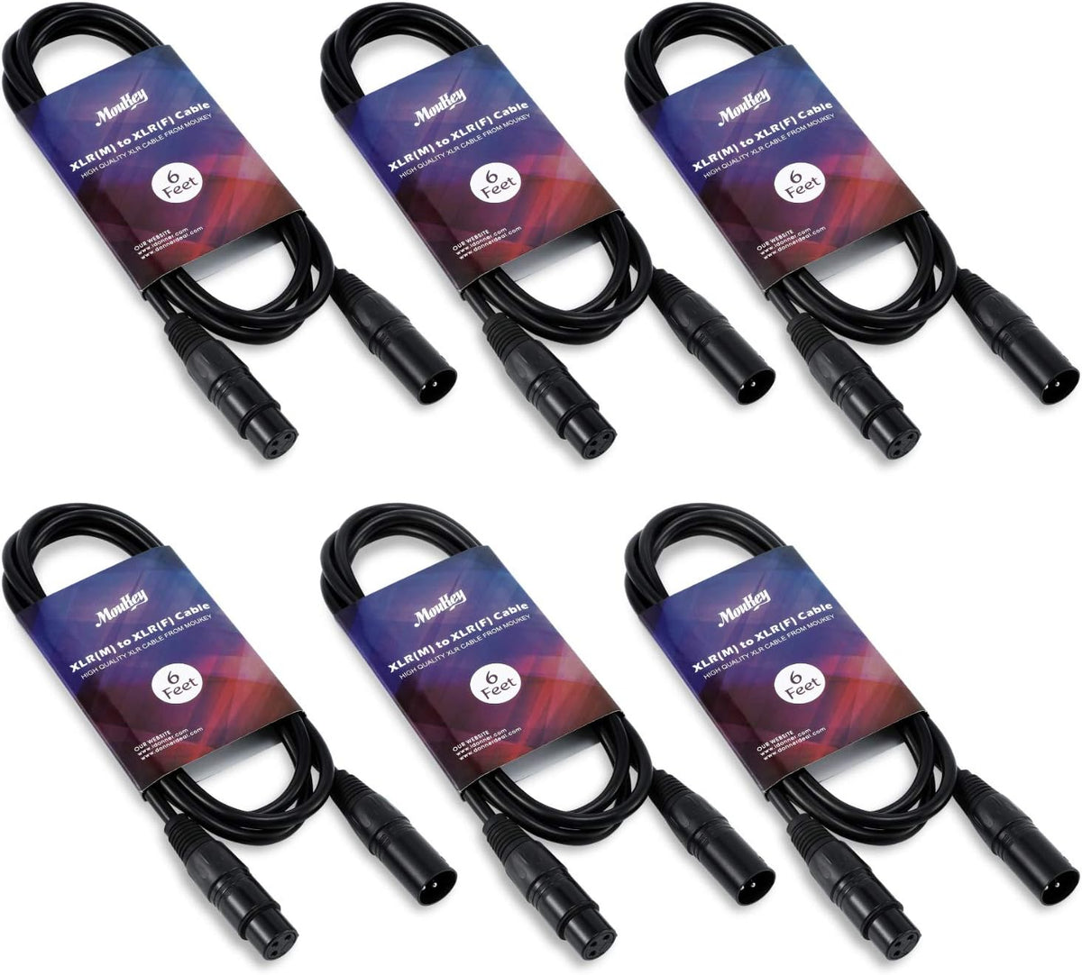 50ft XLR Microphone Cable, Black 6-Pack B23517