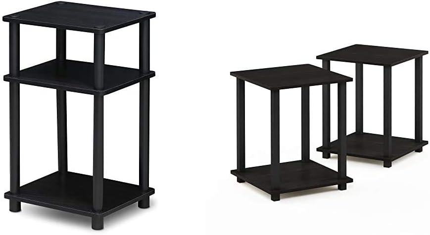 3-Tier End Table, 1-Pack, Americano/Black & Simplistic End Table, Espresso/Black H75161