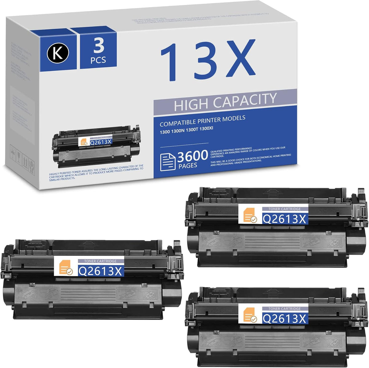 Compatible Black Toner Cartridges 3-Pack H8642