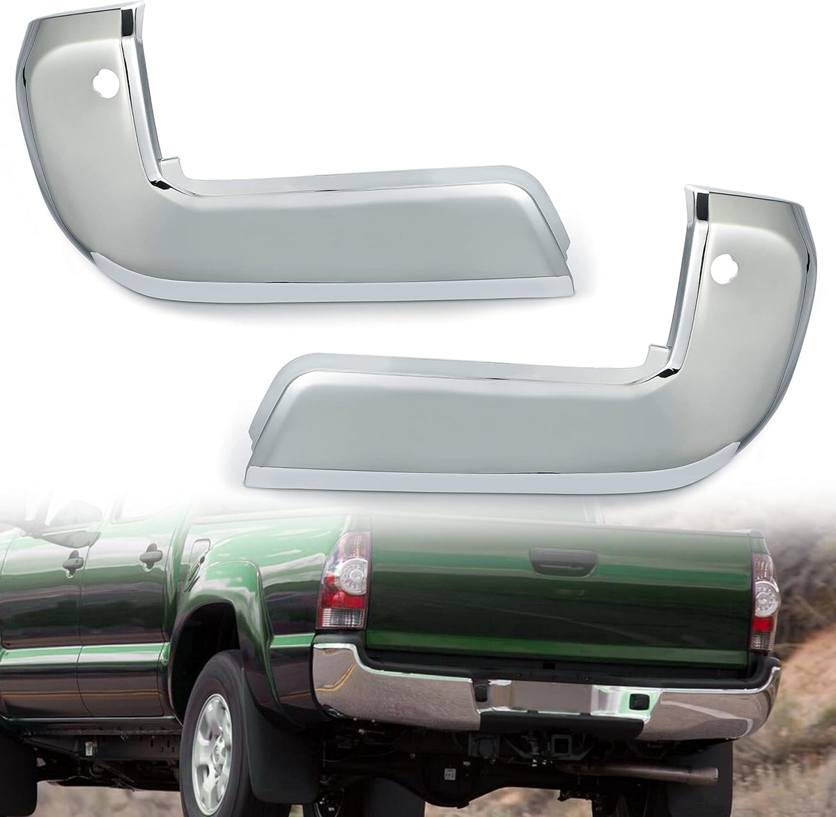 Rear Bumper End Caps with Parking Sensors Holes Chrome L996