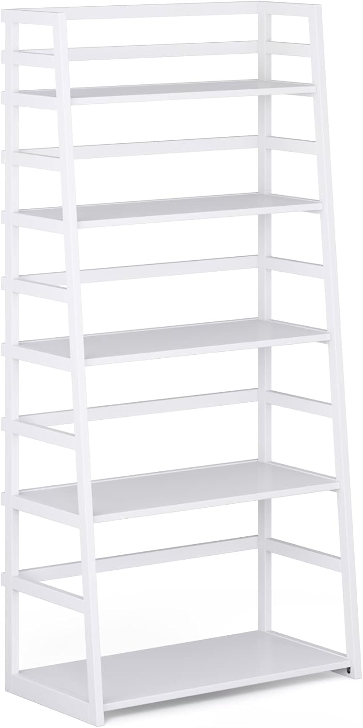 Black 5 Shelf Solid Wood Ladder Bookcase R266160
