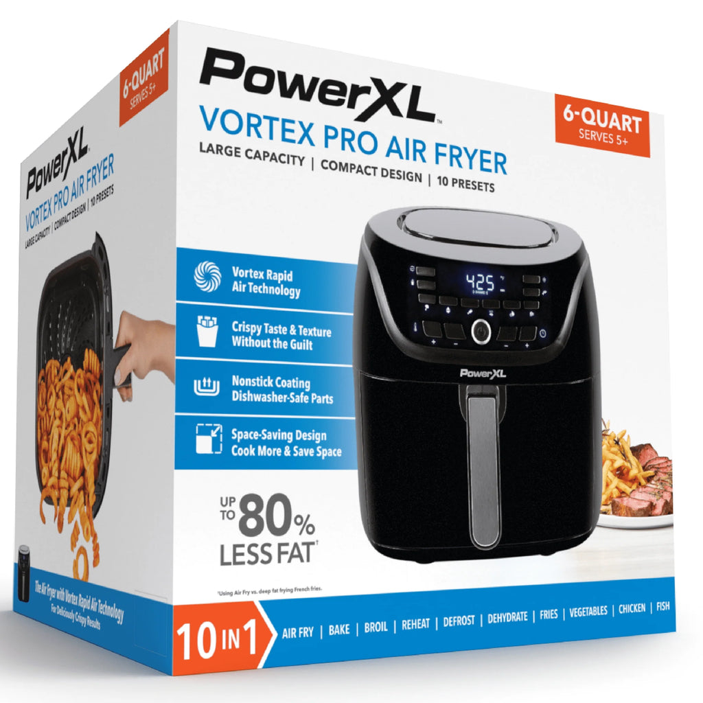 6-Qt Digital Air Fryer with 10 Presets, Black O618319